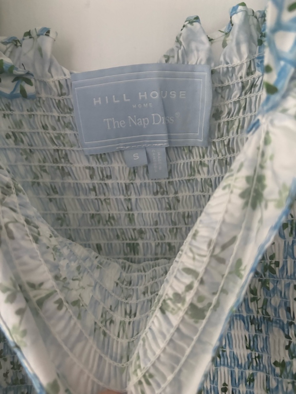 Hill House Ellie Nap Dress Size S Blue Basketweave Vine - Picture 5 of 5